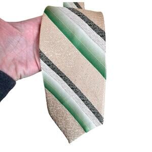 Vintage Wemlon by Wembley Mens Retro Striped Necktie Brown Green